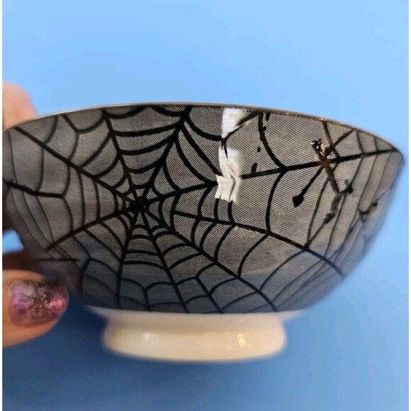 Prima Design Skull Spiderweb Bowl Halloween Spider Web Ceramic Dessert Soup Dish - Picture 5 of 7
